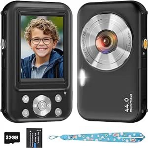 Digital Camera Photo Camera, FHD 1080P 44MP Children's Compact Camera with 32GB Card,